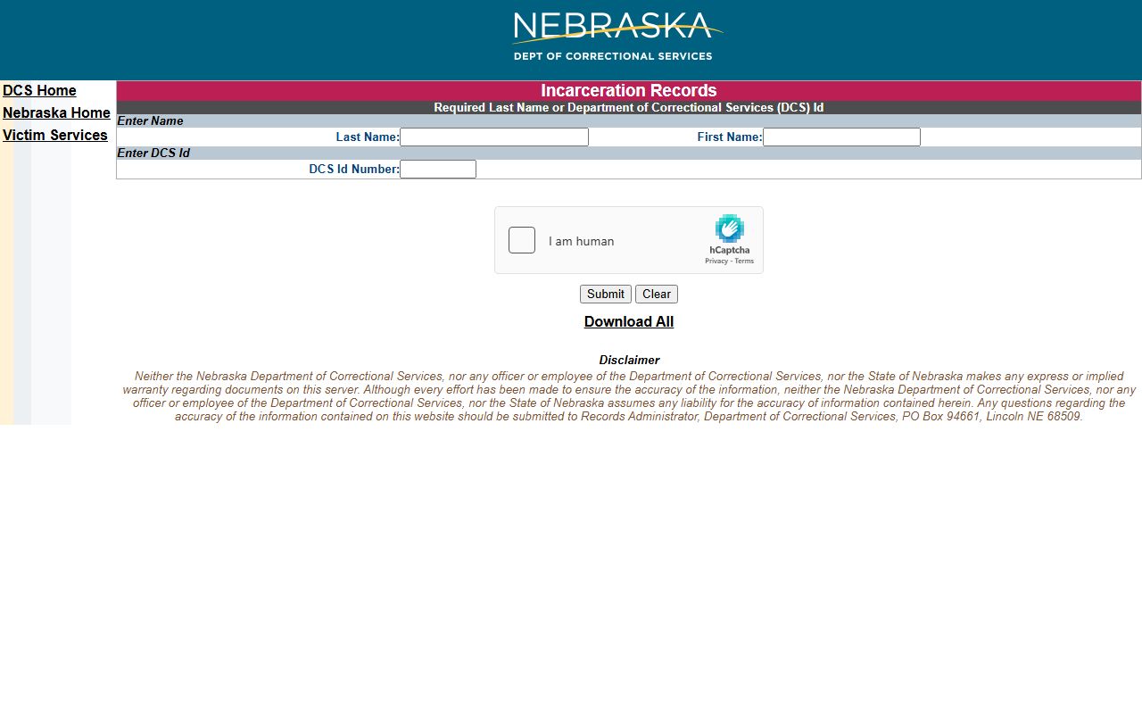 Blaine County inmate population NDCS sentenced prisoner lookup